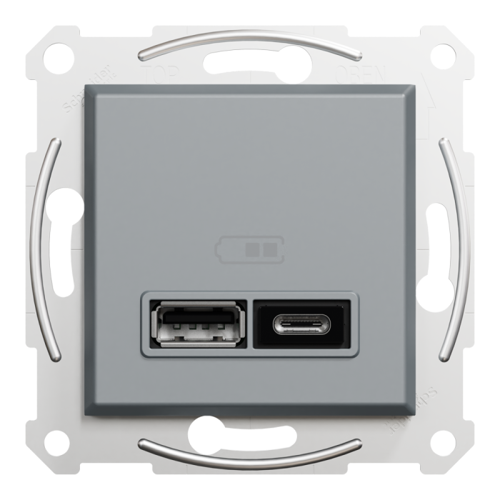 USB розетка, сталь, Asfora - Schneider Electric [EPH2700362]