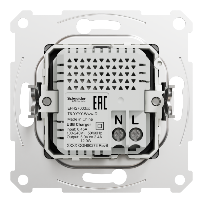 USB розетка, чорна, Asfora - Schneider Electric [EPH2700371]