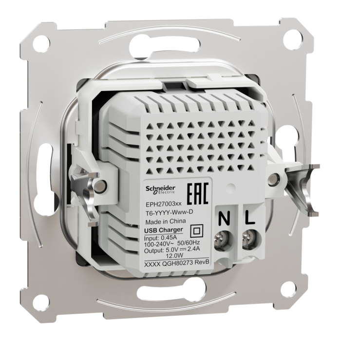 USB розетка, чорна, Asfora - Schneider Electric [EPH2700371]