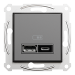 USB розетка, чорна, Asfora - Schneider Electric [EPH2700371]
