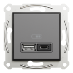 USB розетка, чорна, Asfora - Schneider Electric [EPH2700471]