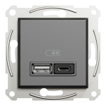 USB розетка, чорна, Asfora - Schneider Electric [EPH2700471]