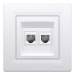 Розетка телефонна rj11, подвійна, біла Asfora, Schneider Electric [EPH4200121]