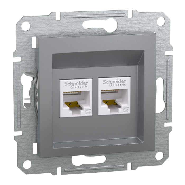 Мультимедійна розетка, сталь, Asfora - Schneider Electric [EPH4400162]