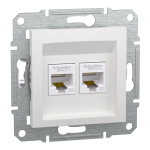 Розетка RJ45 подвійна, тип UTP, категорія 5E, білий, Asfora, без рамки, Schneider Electric [EPH4470121]