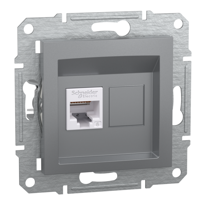 Розетка RJ45, тип UTP, кат.6 Asfora сталь, Schneider Electric [EPH4700162]