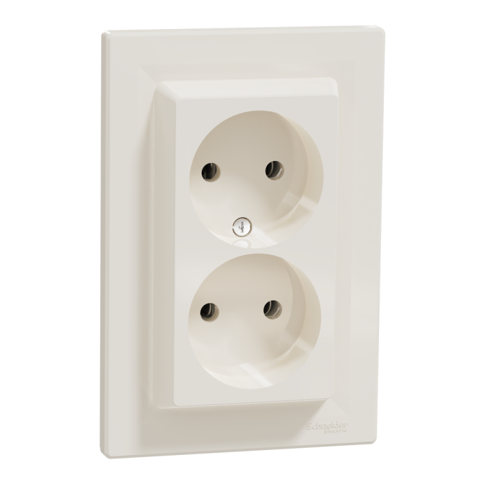 Розетка подвійна без заземлення кремова Asfora, Schneider Electric [EPH9700123]