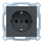 Розетка, Merten, Sm механізм розетки schuko з кришкою, чорний (ral 7024), Schneider Electric, [MTN2300-0414]