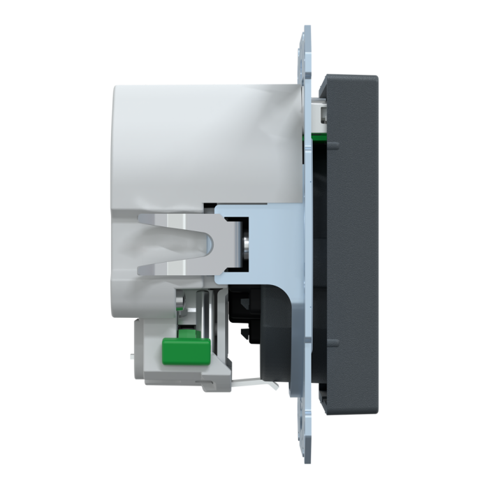 Зарядний пристрій USB + розетка, Merten, Розетка Schuko з 2 USB 2, чорний (ral 7024), Schneider Electric, [MTN2366-0414]