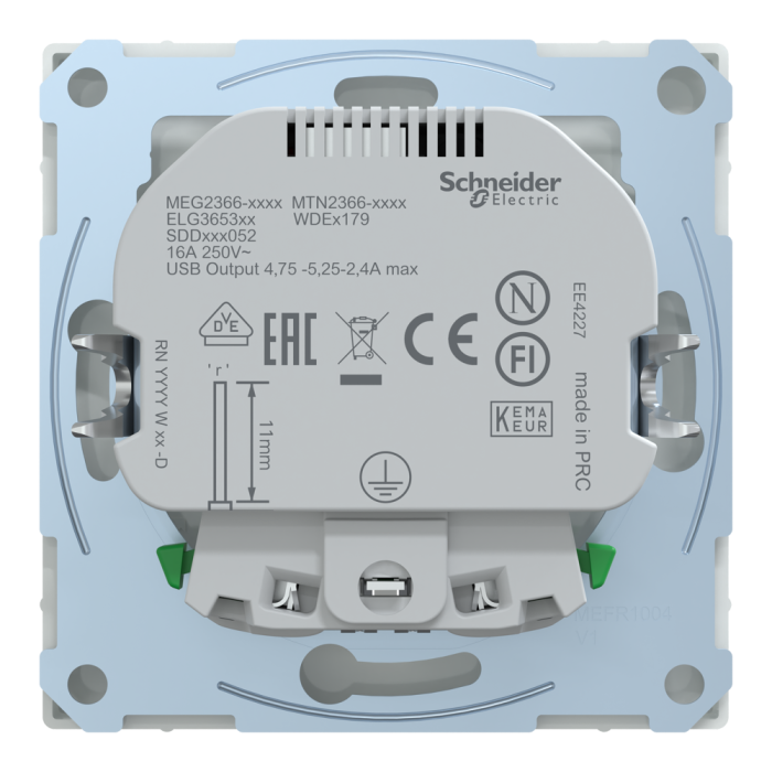 Зарядний пристрій USB + розетка, 16 А, біла, Merten, Schneider Electric [MTN2366-6035]