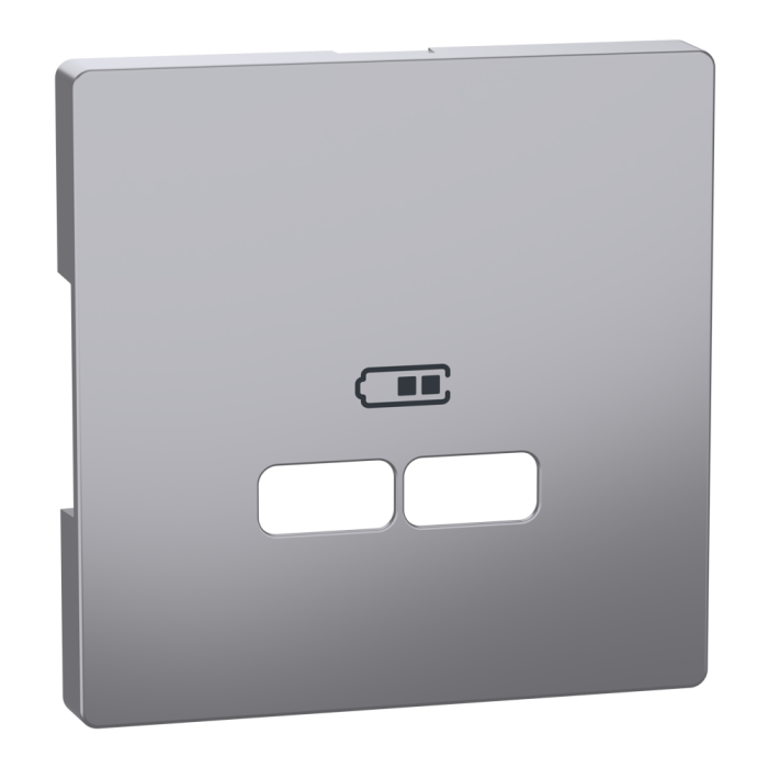 Накладка, Merten, D-Life ЦЕНР. НАКЛ. USB НЕРЖ. СТ., нержавіюча сталь, Schneider Electric, [MTN4367-6036]