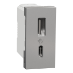 USB розетка, алюмінієва, 1 модуль, Unica New - Schneider Electric [NU301630]