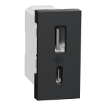USB розетка, чорна, 1 модуль, Unica New - Schneider Electric [NU301654]