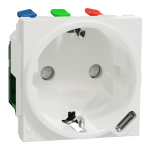 Зарядний пристрій USB + розетка, біла, 10 А, 2 модулі, Unica New - Schneider Electric [NU301718]