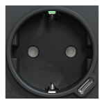 Зарядний пристрій USB + розетка, чорна, 10 А, 2 модулі, Unica New - Schneider Electric [NU301754]