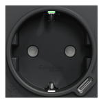 Зарядний пристрій USB + розетка, чорна, 10 А, 2 модулі, Unica New - Schneider Electric [NU301754]