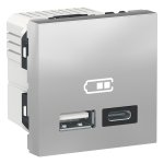 USB розетка, алюмінієва, 2 модулі, Unica New - Schneider Electric [NU301830]