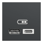USB розетка, чорна, 2 модулі, Unica New - Schneider Electric [NU301854]