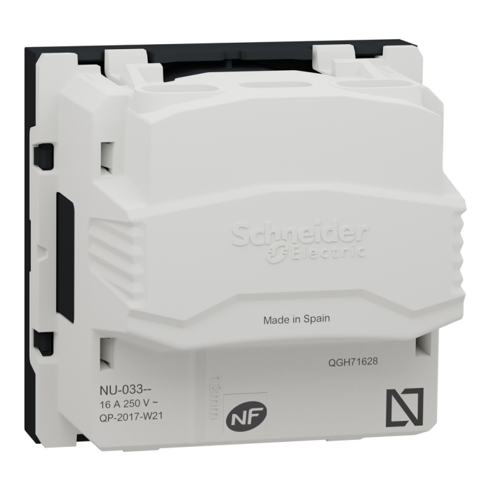 Розетка, чорна, 16 А, 2 модулі, Unica New - Schneider Electric [NU303354]