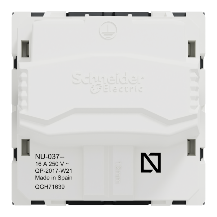 Розетка, чорна, 16 А, 2 модулі, Unica New - Schneider Electric [NU303754]