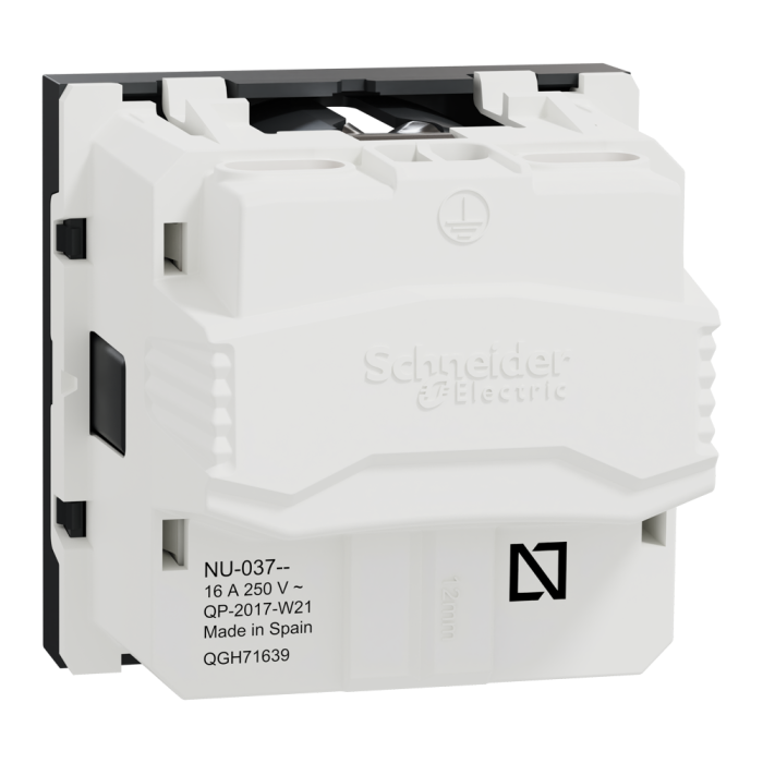Розетка, чорна, 16 А, 2 модулі, Unica New - Schneider Electric [NU303754]