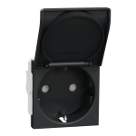 Розетка, чорна, 16 А, 2 модулі, Unica New - Schneider Electric [NU303754TA]