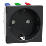 Розетка, чорна, 16 А, 2 модулі, Unica New - Schneider Electric [NU305754]