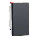 Вимикач, чорний, 1-клавішний, 10 А, 1 модуль, Unica New - Schneider Electric [NU310354S]