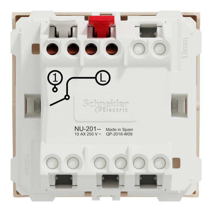Вимикач, 1-клавішний, 10 А, 2 модулі, Unica New - Schneider Electric [NU320144]
