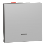 Вимикач, алюмінієвий, 1-клавішний, 10 А, 2 модулі, Unica New - Schneider Electric [NU320330S]