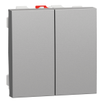 Вимикач, алюмінієвий, 2-клавішний, 10 А, 2 модулі, Unica New - Schneider Electric [NU321330]