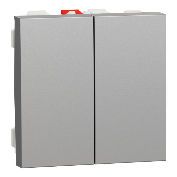 Вимикач, алюмінієвий, 2-клавішний, 10 А, 2 модулі, Unica New - Schneider Electric [NU321330]