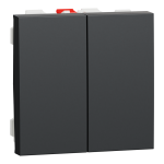 Вимикач, чорний, 2-клавішний, 10 А, 2 модулі, Unica New - Schneider Electric [NU321354]