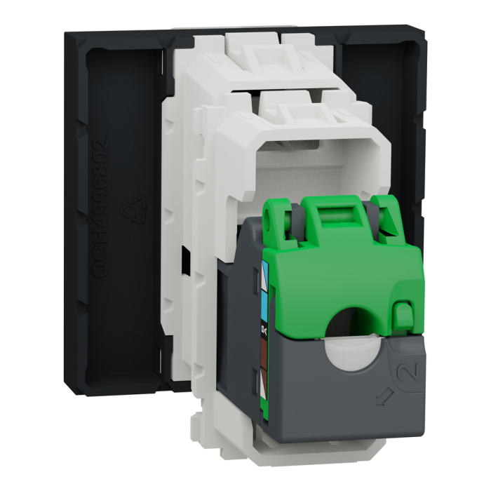 Мультимедійна розетка, чорна, 2 модулі, (S-One), Unica New - Schneider Electric [NU341554]