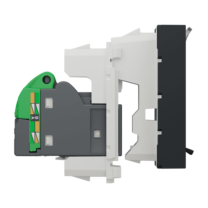 Мультимедійна розетка, чорна, 2 модулі, (S-One), Unica New - Schneider Electric [NU341754]