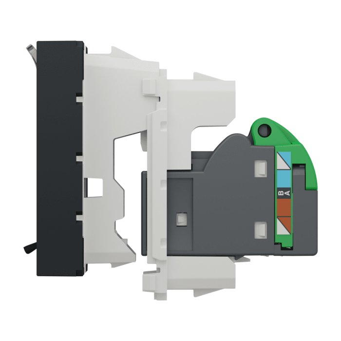 Мультимедійна розетка, чорна, 2 модулі, (S-One), Unica New - Schneider Electric [NU341754]