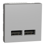 USB розетка, алюмінієва, 2 модулі, Unica New - Schneider Electric [NU341830]