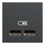 USB розетка, чорна, 2 модулі, Unica New - Schneider Electric [NU341854]