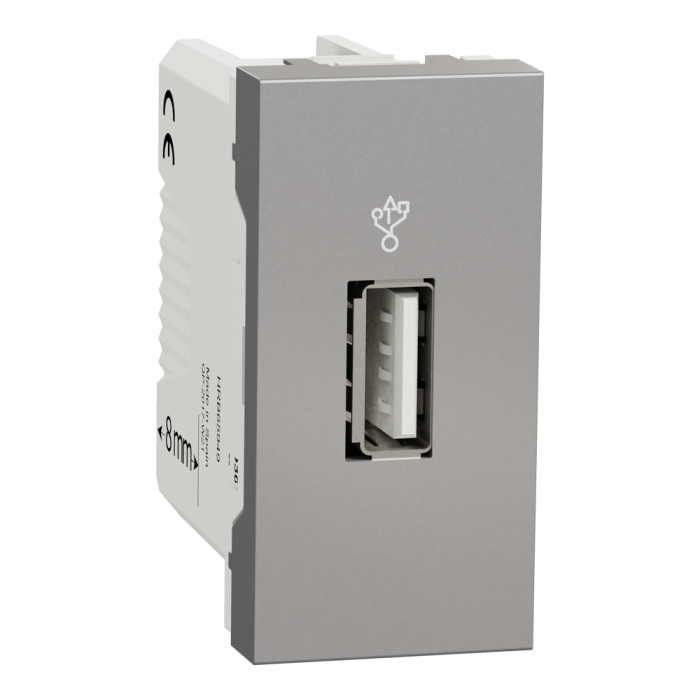 Роз'єм USB, алюмінієвий, 1 модуль, Unica New - Schneider Electric [NU342930]