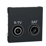 Гніздо r-TV / SAT, чорний, 2 модулі, Unica New - Schneider Electric [NU345554]