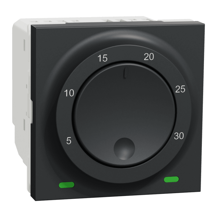 Термостат, чорний, 2 модулі, Unica New - Schneider Electric [NU350154]