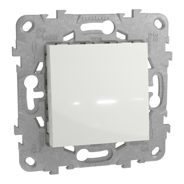 Вимикач, 1-клавішний, 10 А, 2 модулі, білий, Unica New, Schneider Electric [NU520318]