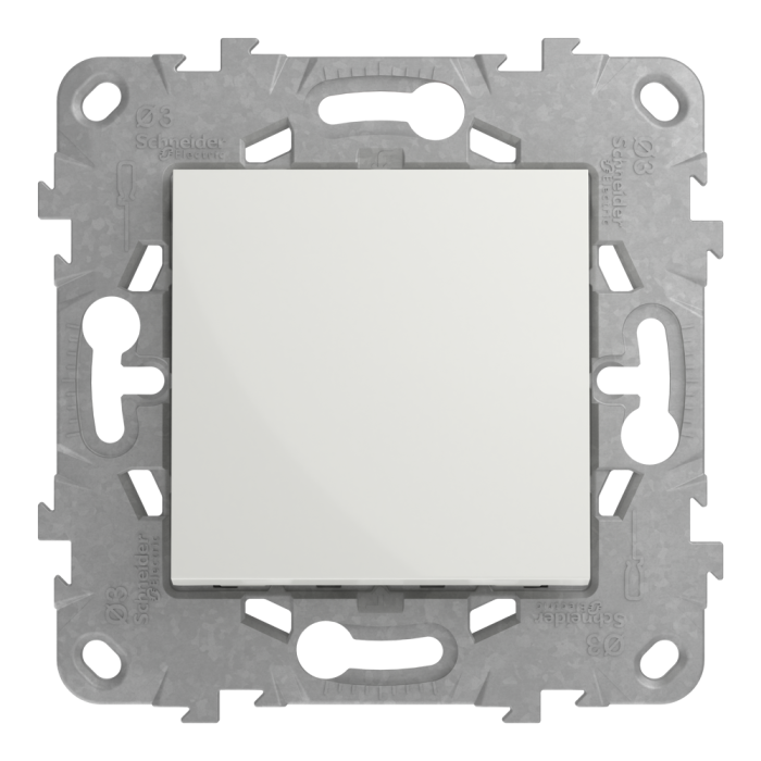 Вимикач, 1-клавішний, 10 А, 2 модулі, білий, Unica New, Schneider Electric [NU520318]