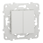 Вимикач, білий, 2-клавішний, 10 А, 2 модулі, Unica New - Schneider Electric [NU521118]