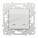 Вимикач, білий, 2-клавішний, 10 А, 2 модулі, Unica New - Schneider Electric [NU521118N]