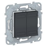 Кнопка 2-клавішна, чорна, 2 модулі, Unica New - Schneider Electric [NU553154]