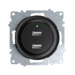 Розетка USB подвійна 5В, 2,1 А, з LED індикатором зарядки, чорна ONEKEYELECTRO [OKE100604]