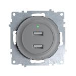 Розетка USB подвійна 5В, 2,1 А, з LED індикатором зарядки, сіра ONEKEYELECTRO [OKE100603]