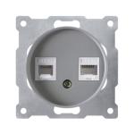 Розетка подвійна комп'ютерна RJ45*2, кат.5е, сіра ONEKEYELECTRO [OKE100503]