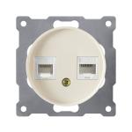 Розетка подвійна комп'ютерна RJ45*2, кат.5е, бежева ONEKEYELECTRO [OKE100502]